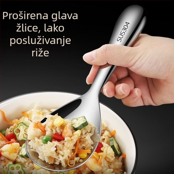 Žlica za rižu od 304 nehrđajućeg čelika, debeli dizajn, za odrasle, s otisnutim logotipom, jednostavan stil