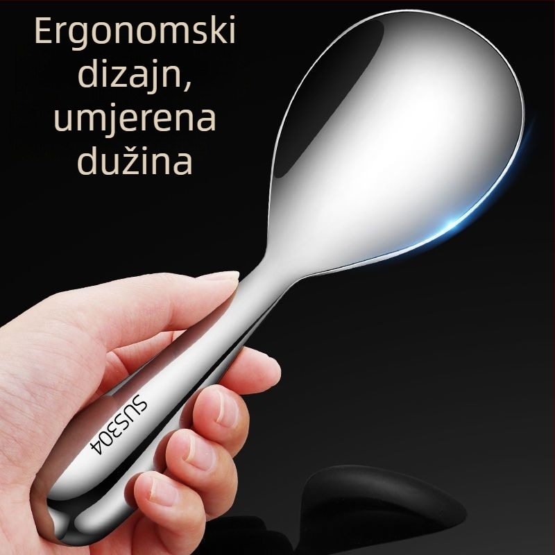 Žlica za rižu od 304 nehrđajućeg čelika, debeli dizajn, za odrasle, s otisnutim logotipom, jednostavan stil