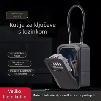 Metalna kutija za ključe s lozinkom, Model 906l-2, debljina šipke zaključavanja 7 mm, razmak šipki 40 mm, otključavanje lozinkom, moderni minimalistički dizajn, pogodna za drvena, staklena i aluminijska vrata