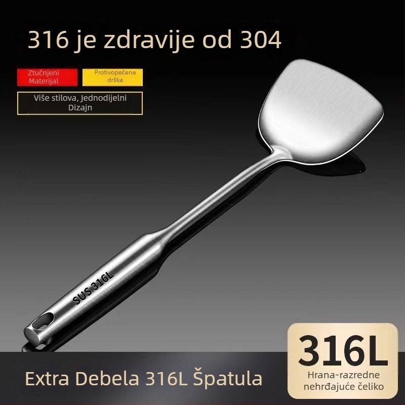 Set žlica i spatula od nehrđajućeg čelika, monolitna konstrukcija, zaštita od opeklina, neprijanjajući kuhinjski alat