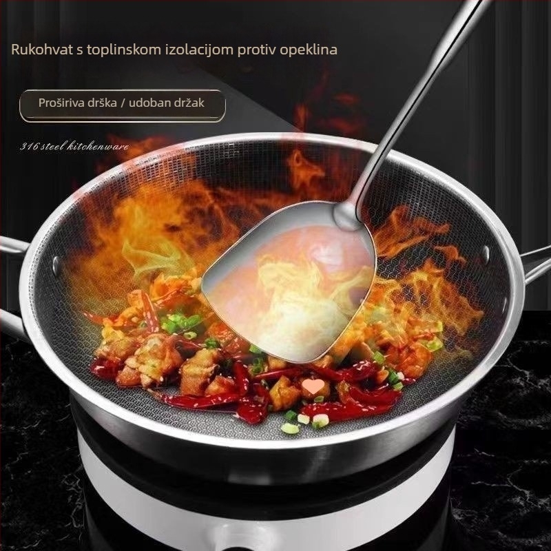 Set žlica i spatula od nehrđajućeg čelika, monolitna konstrukcija, zaštita od opeklina, neprijanjajući kuhinjski alat