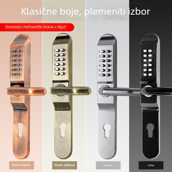 Dvostranični mehanički brojčani zaključavač vrata s ključem, za vanjske kapije i ograde, cinkova legura model 608as, debljina šipke brave 8 mm, razmak 3,5 mm, tip: brojčani, za kućnu i poslovnu upotrebu