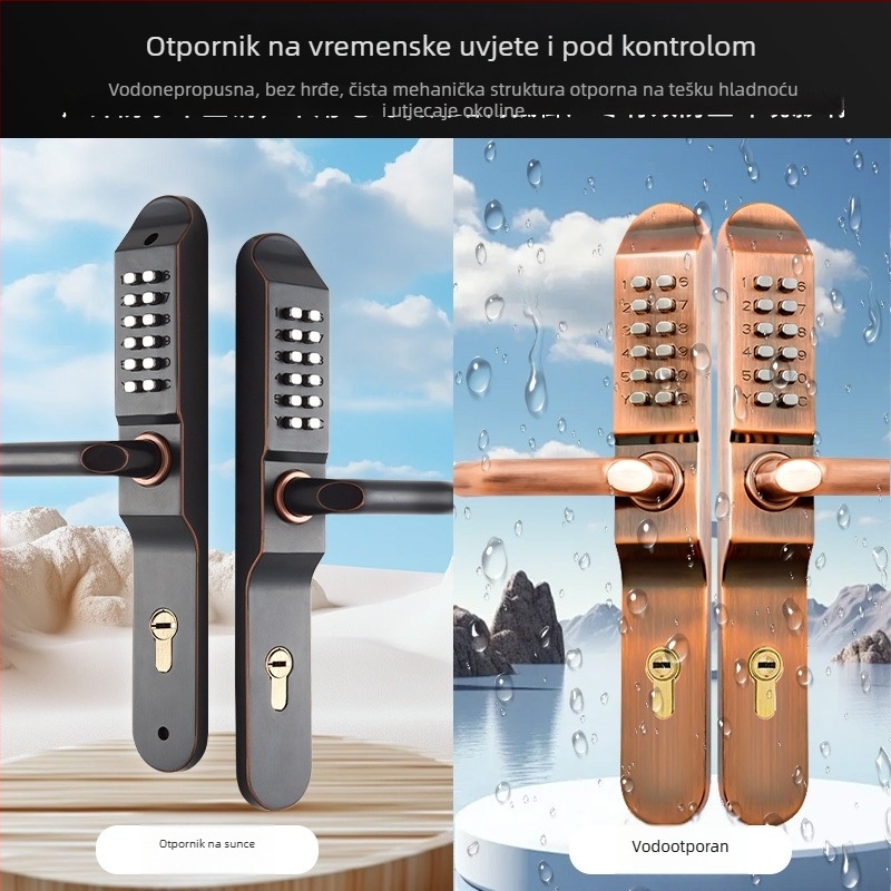 Dvostranični mehanički brojčani zaključavač vrata s ključem, za vanjske kapije i ograde, cinkova legura model 608as, debljina šipke brave 8 mm, razmak 3,5 mm, tip: brojčani, za kućnu i poslovnu upotrebu