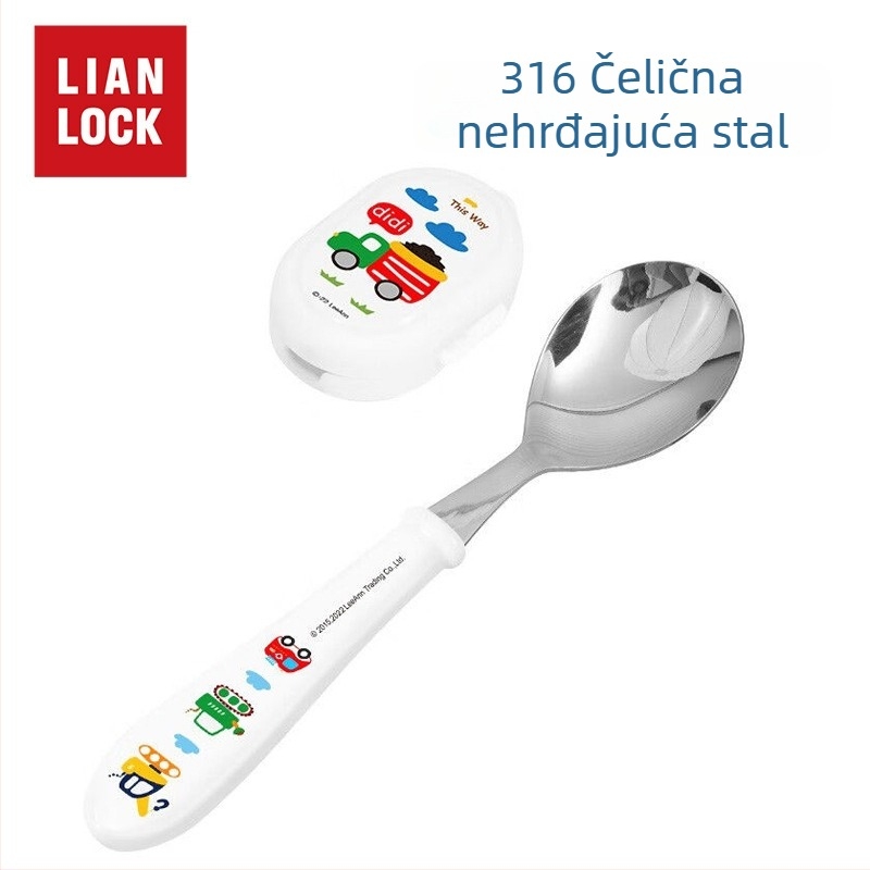 Dječja žlica od 316 nehrđajućeg čelika, s karikaturnim uzorkom, sladak stil, ogledni sjaj, za juhe i kašu