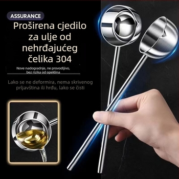Žlica za ulje od 304 nehrđajućeg čelika s dugim držalom, zaštita od opeklina, kuhinjski alat