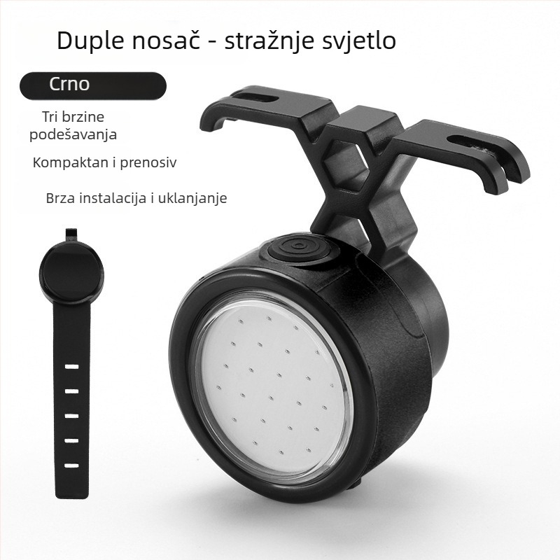 Nine Horses stražnja svjetiljka za bicikl sa svjetlom za kočenje za noćne vožnje cestovnim i planinskim biciklima — podesiva, montaža trakom, 200 mAh baterija, super jaka
