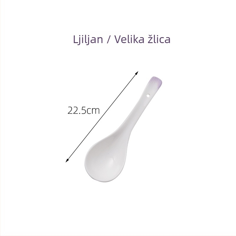 Dječja keramička žlica s dugim držalom, jednostavan stil, uzorak 69850