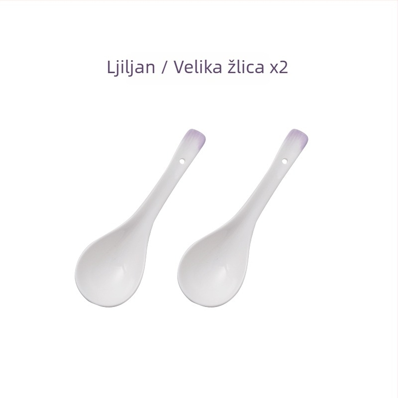 Dječja keramička žlica s dugim držalom, jednostavan stil, uzorak 69850