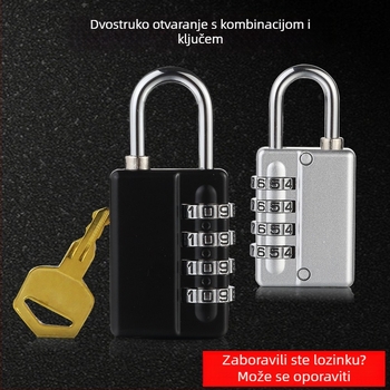 Zinkova legura ormarić brava s numeričkom lozinkom i ključem, model: dvostruko otvaranje lozinkom, debljina šipke 4, razmak šipki 14