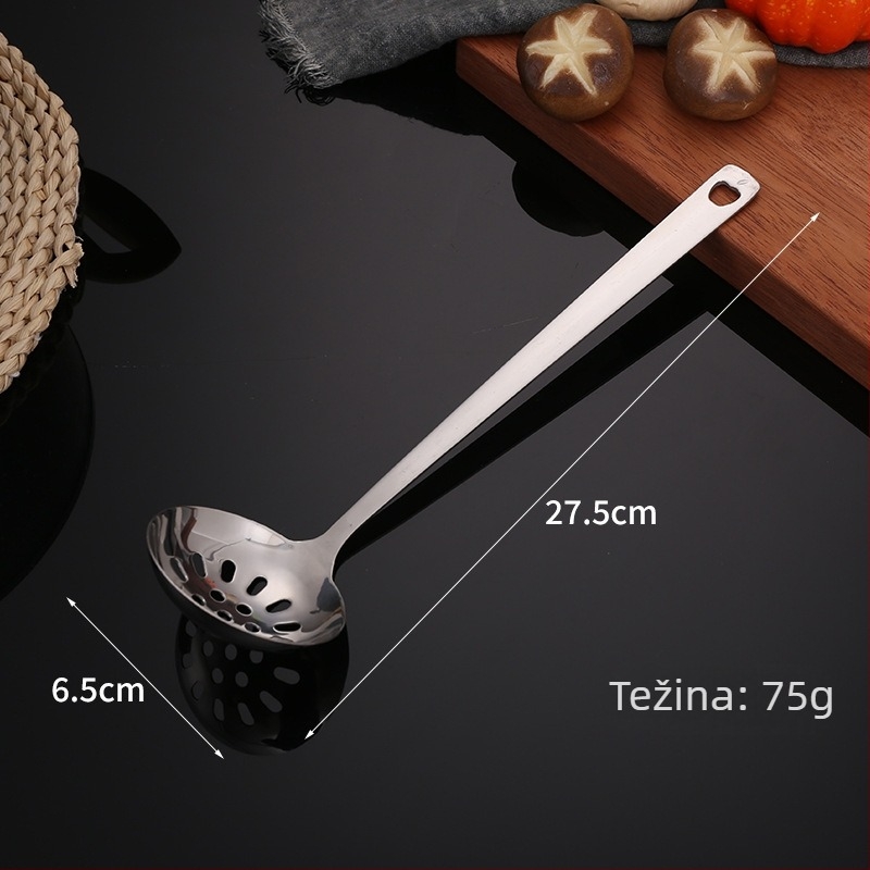 Chenxi debeli nehrđajući čelik kuhinjska žlica-spatula set s dugom drškom, otporna na visoke temperature, anti-opeklina, za juhe i kašu