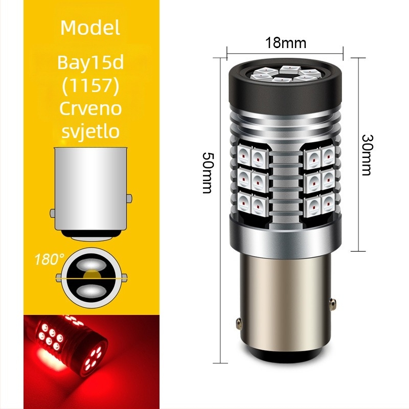 LED svjetlo za vožnju unatrag i signalizaciju, 1156 1157, 3030, visoka svjetlina, trobojno stražnje svjetlo, 10-30V