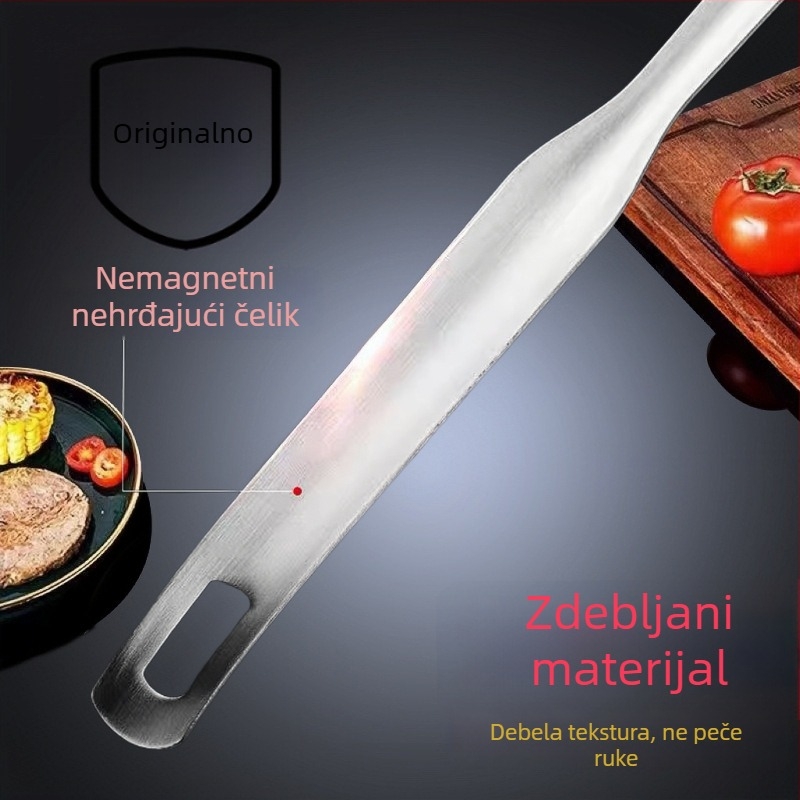 Nerđajući čeli kuhača za juhu sa cedilom, kućna upotreba, moderni minimalistički stil, završna obrada vodeno poliranje, moguća prilagodba.