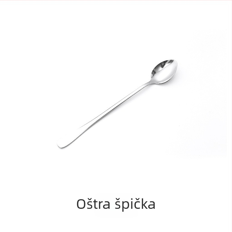Žlica s dugim držalom od nehrđajućeg čelika, ogledni završni sloj, moderan jednostavan stil, pogodna za djecu.