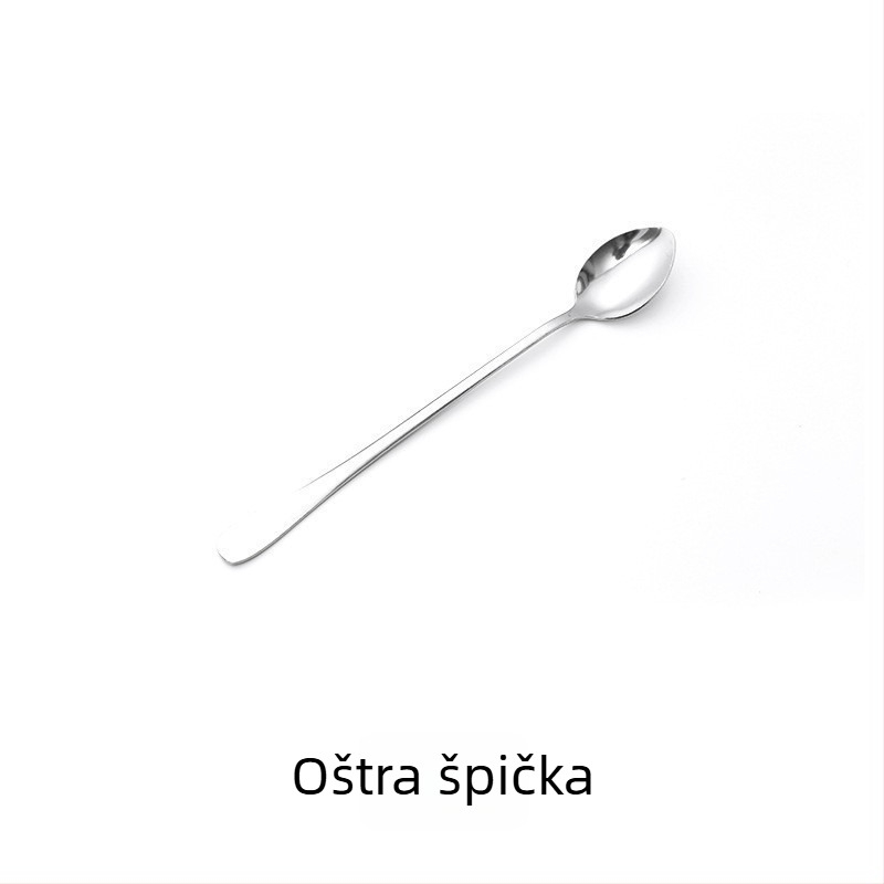 Žlica s dugim držalom od nehrđajućeg čelika, ogledni završni sloj, moderan jednostavan stil, pogodna za djecu.