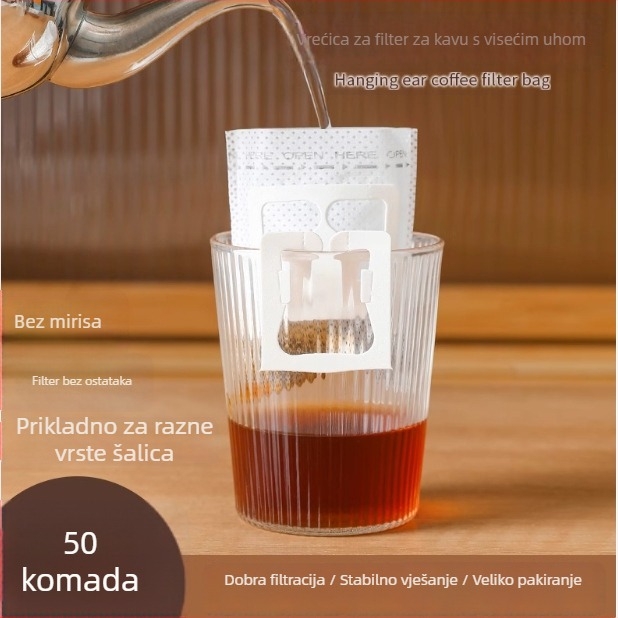 Jednokratna vrećica za filtriranje hladne kave, filtr od netkanog materijala, s petljom za vješanje, uključuje žličicu