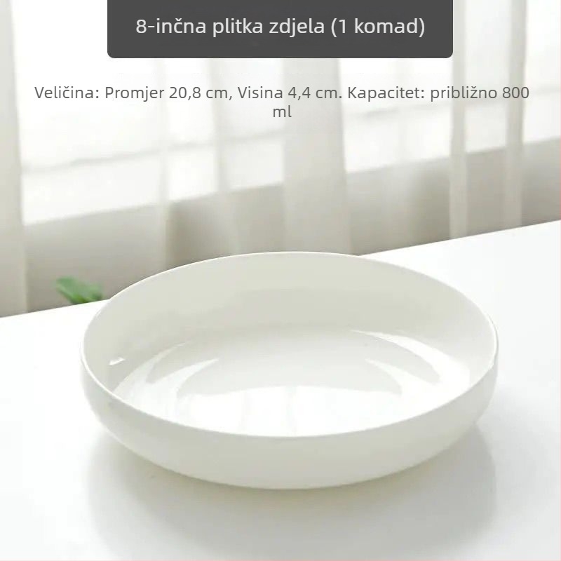 Duboki tanjur od kostnog porculana, okrugli keramički tanjur za kućnu upotrebu, japanski stil, ispod glazure završna, pogodan za poklon