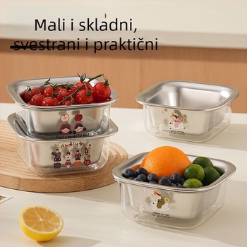 Koš za voće od nehrđajućeg čelika 304, dvostruki odvodni koš, mini slatki dizajn