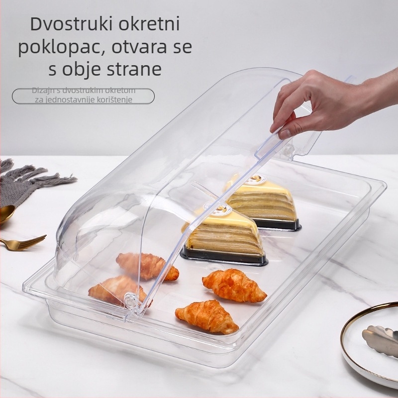 Plastični pladanj za izlaganje s poklopcem, pravokutnog oblika, japanskog stila – za sushi i slastice