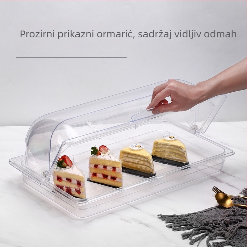 Plastični pladanj za izlaganje s poklopcem, pravokutnog oblika, japanskog stila – za sushi i slastice
