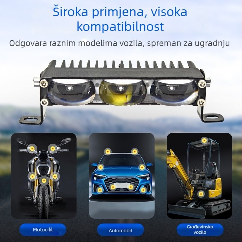 3-LED LED reflektor visoke svjetline za automobilsku rešetku, za motocikle i terenska vozila (9–36V)