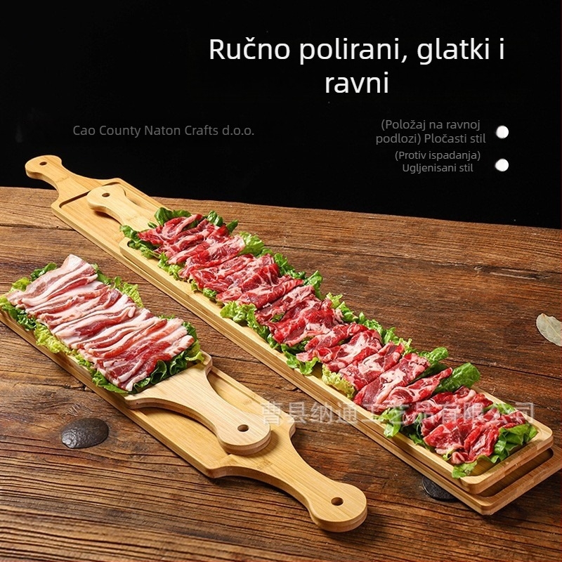 Drveni pravokutni tanjur za posluživanje za hot pot i sushi — polirana površina, prilagodljiv, mogućnost ispisa logotipa