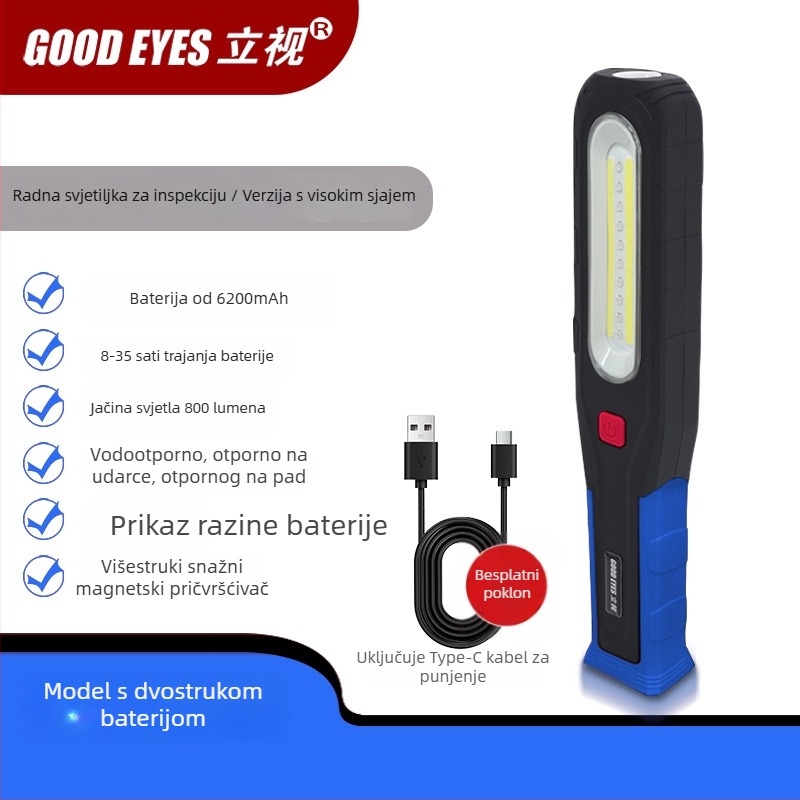 Radno svjetlo za auto popravak s COB LED, magnetska baza, tri razine svjetline, 5000 lm, model 026