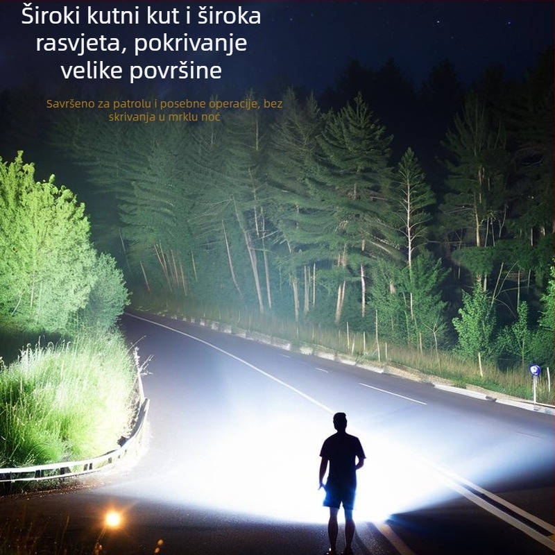 Laserska baterijska svjetiljka s teleskopskim zumom za vanjsku upotrebu, 30W, baterija 7000mAh, domet 500m+, vodootporna