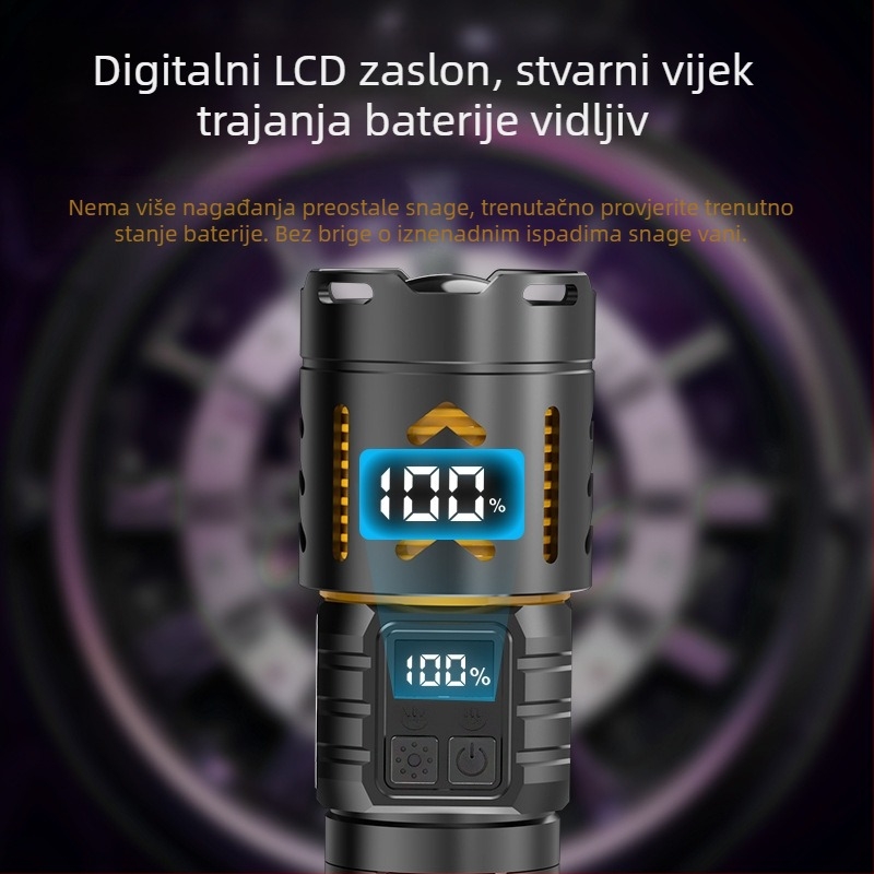 Laserska baterijska svjetiljka s teleskopskim zumom za vanjsku upotrebu, 30W, baterija 7000mAh, domet 500m+, vodootporna