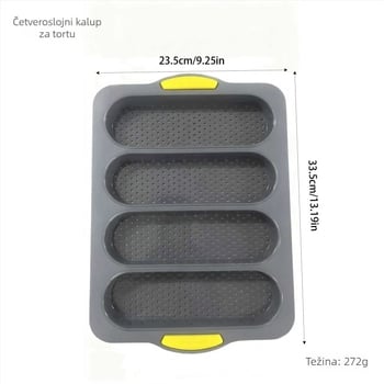 Četverostruka silikon forma za baguete, neprijanjajuća tepsija za pečenje kruha i kolača