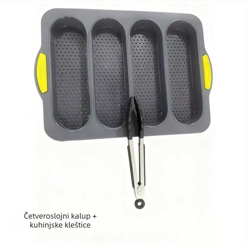 Četverostruka silikon forma za baguete, neprijanjajuća tepsija za pečenje kruha i kolača