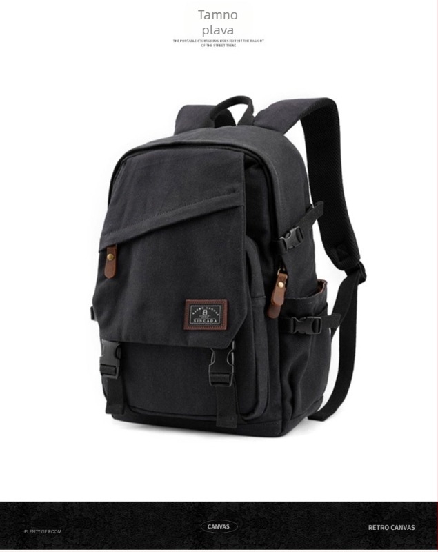 Unisex ruksak od platna s urbanističkim minimalističkim stilom, kompatibilan s 15-inčnim prijenosnikom, jastučasti kaiševi, tekstura kože Crazy Horse