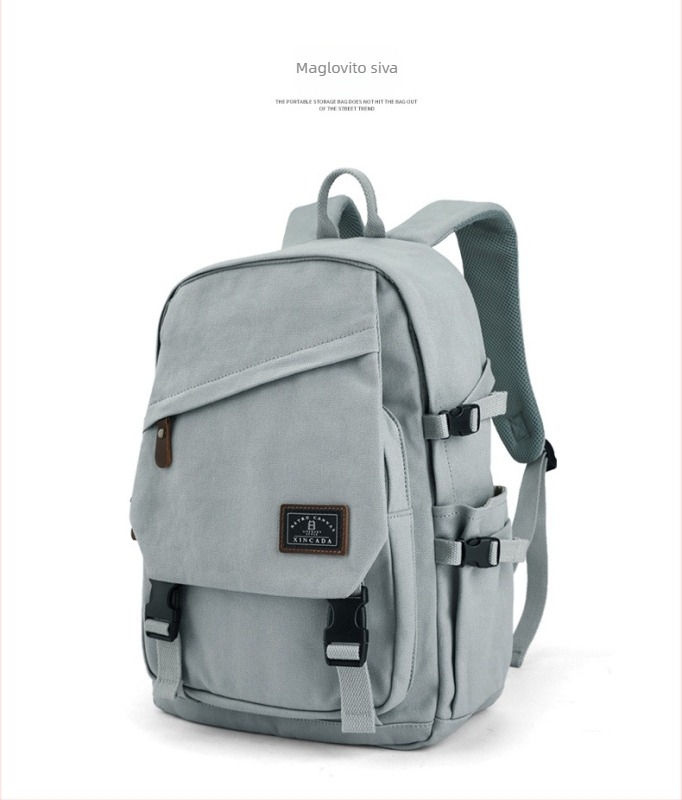 Unisex ruksak od platna s urbanističkim minimalističkim stilom, kompatibilan s 15-inčnim prijenosnikom, jastučasti kaiševi, tekstura kože Crazy Horse