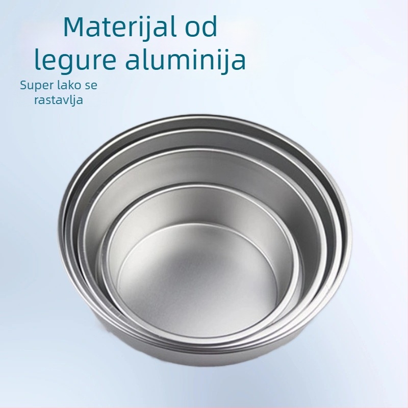Kružna forma za tortu od aluminijskog legura s fiksnim dnom, za kućnu upotrebu, izuzetno lagana i lako se izvlači iz kalupa.