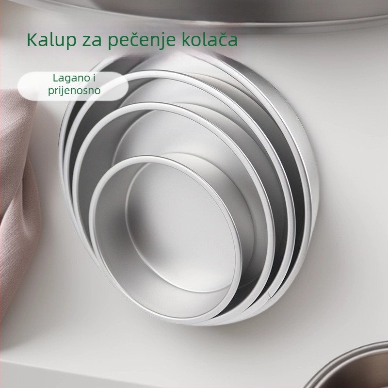Kružna forma za tortu od aluminijskog legura s fiksnim dnom, za kućnu upotrebu, izuzetno lagana i lako se izvlači iz kalupa.