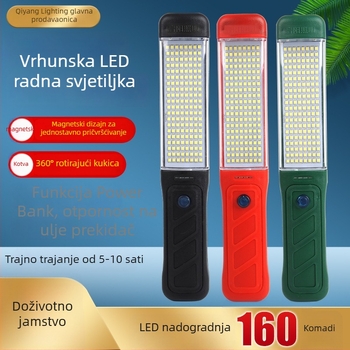 LED punjiva radna svjetiljka s magnetskim kukama QY-82, ABS industrijske kvalitete, 30W, 5V, za auto popravke i nužno osvjetljenje.
