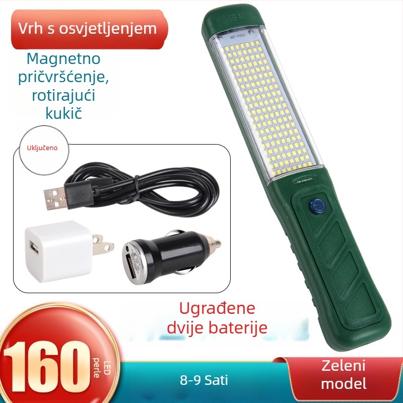 LED punjiva radna svjetiljka s magnetskim kukama QY-82, ABS industrijske kvalitete, 30W, 5V, za auto popravke i nužno osvjetljenje.