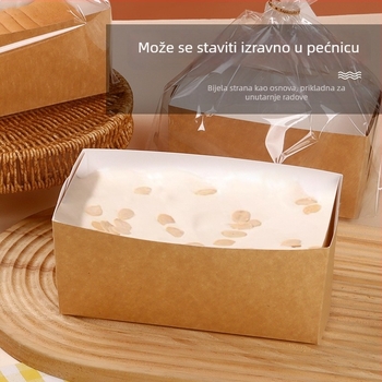 Set papirnate posude za tortu i držača za pečenje – otporan na visoke temperature, pogodan za pećnicu; jednokratna kutija za kruh s vrećom, etiketom i svilenom vezom