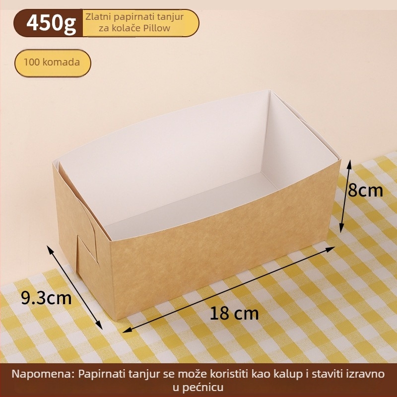 Set papirnate posude za tortu i držača za pečenje – otporan na visoke temperature, pogodan za pećnicu; jednokratna kutija za kruh s vrećom, etiketom i svilenom vezom