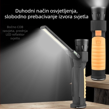 Napajana COB sklopiva magnetska radna svjetiljka, LED 20W, baterija 5000mAh, domet 200–500 m, uključeno punjač, idealno za planinarenje i kampiranje