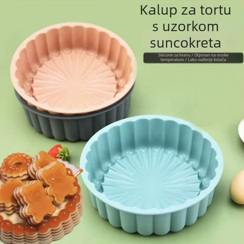 Silikonska kalupa za kolač s motivom suncokreta za parenje i pečenje — okruglog oblika, pogodno za chiffon tortu, muffine i mille-feuille