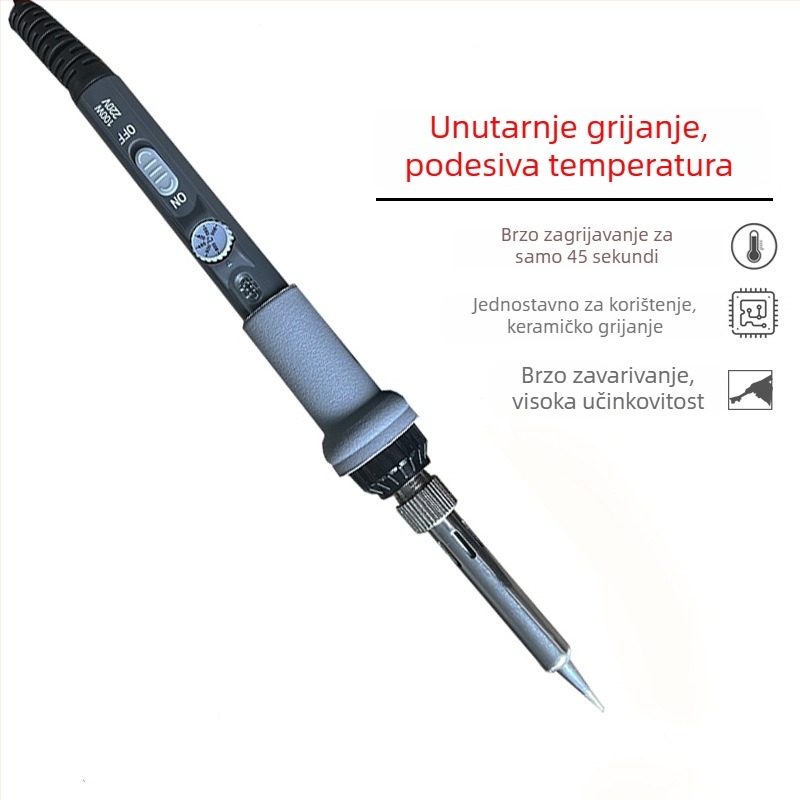 Lemilica s podesivom temperaturom, 100W, gumirana drška, 220V, za lemjenje, desolderiranje i pyrograviranje