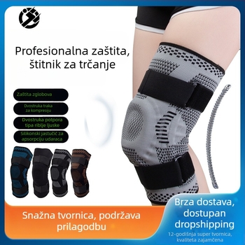 Kompresivni koljeni pojas za fitness, trčanje i vožnju bicikla – pleteni podržavač koljena sa silikonskim omotom