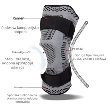 Kompresivni koljeni pojas za fitness, trčanje i vožnju bicikla – pleteni podržavač koljena sa silikonskim omotom