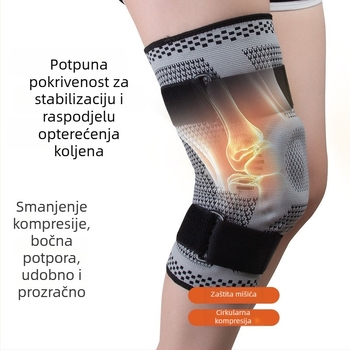 Kompresivni koljeni pojas za fitness, trčanje i vožnju bicikla – pleteni podržavač koljena sa silikonskim omotom