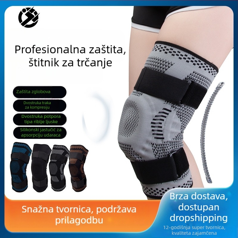 Kompresivni koljeni pojas za fitness, trčanje i vožnju bicikla – pleteni podržavač koljena sa silikonskim omotom