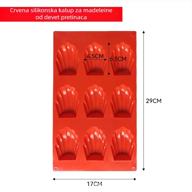 18-dijelna silikonska forma za madeleine, oblik školjke, prehrambeni silikon, antiadhesivna, otporna na visoke temperature