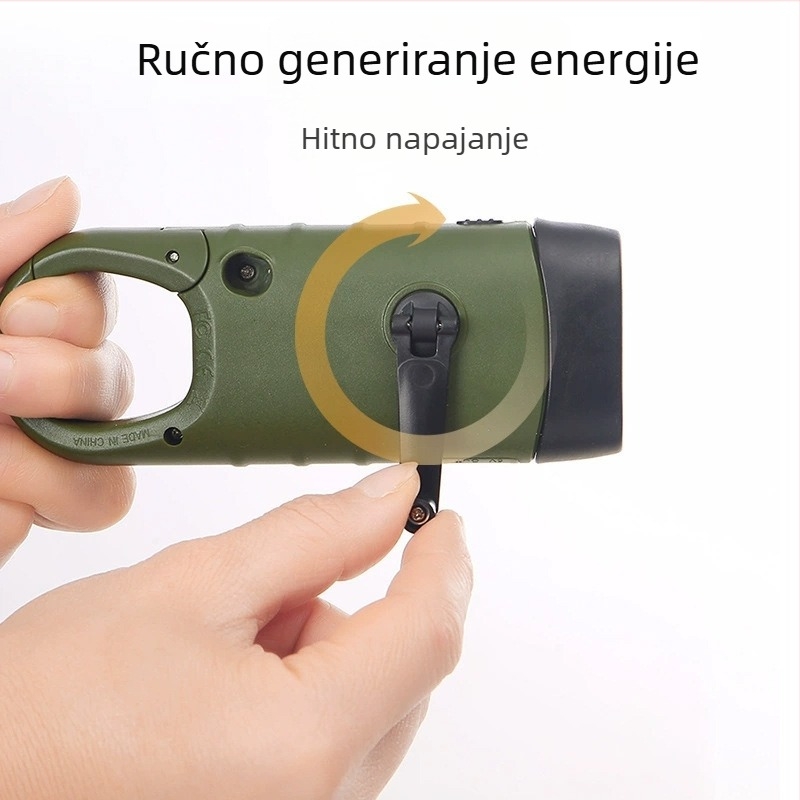 Ručna baterijska svjetiljka s solarnim i ručnim pogonom, LED 500 lm, 1000 mAh, punjenje 3 sata, snop 180°
