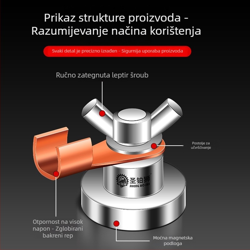 Električno zavarivanje sa snažnim magnetskim uzemljenjem, magnetska uzemljiva spojnica, fiksator za zavarivanje, ručna uzemljiva glava