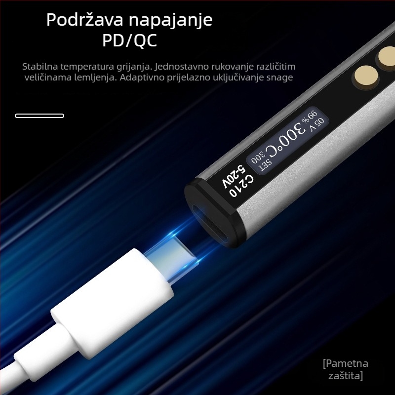 Prijenosno lemilo s konstantnom temperaturom i T-C sučeljem — aluminijska legura kućište, ulaz 5–20V, za zavarivanje i popravke