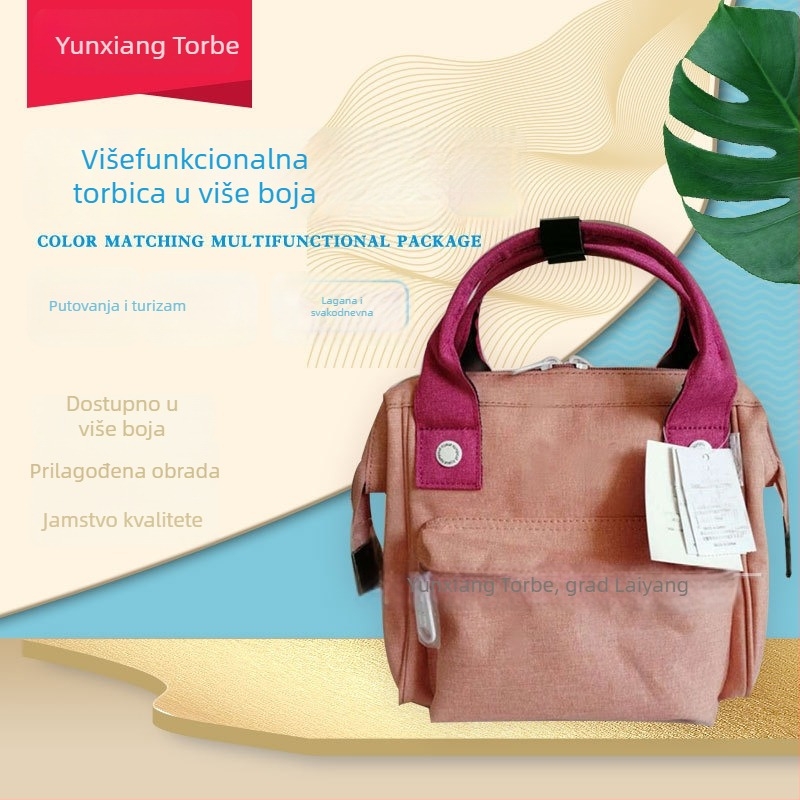 Ženska torba za mamu na rame od pamuka i lana, podstava od najlona, vertikalni kvadratični oblik, zaključavanje, unutarnji džepovi sa zipom, džep za mobitel i ID, jedna naramenica, za svakodnevnu upotrebu